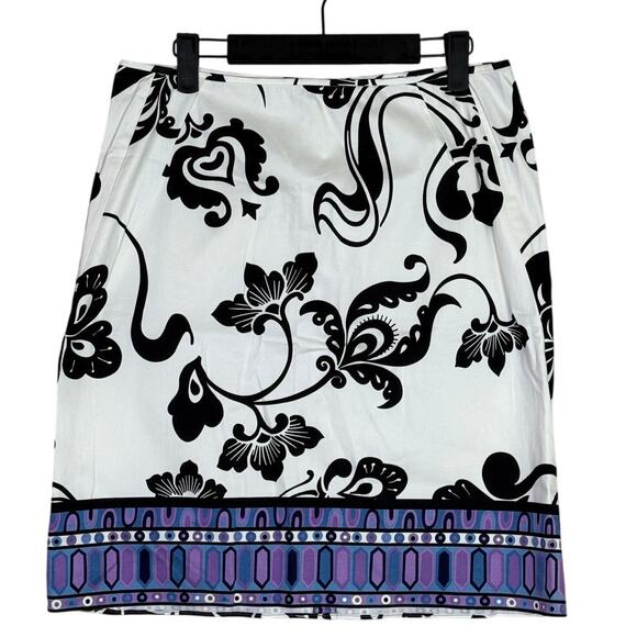 Tahari A Line Floral Whimsical Knee Length Pencil Skirt Zip Closure 10 Colorful - Picture 10 of 14